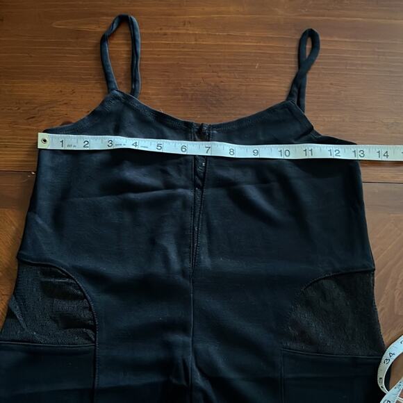 Basic House Black Knit Dress Juniors Size Small Sheer Dot Insets Cutouts Mini - Picture 7 of 11